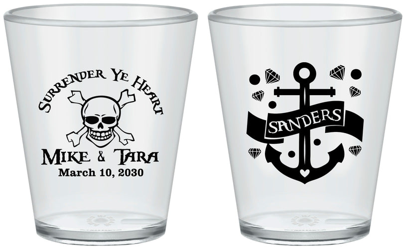 Custom Wedding Plastic Shot Glasses - Anchor Nautical | 391