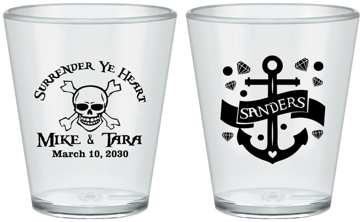 Custom Wedding Plastic Shot Glasses - Anchor Nautical | 391
