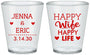 Custom Wedding Plastic Shot Glasses - Happy Wife Happy Life | 393