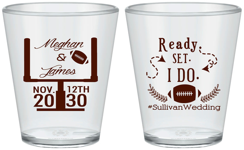 Custom Wedding Plastic Shot Glasses - Football | 394