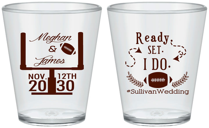 Custom Wedding Plastic Shot Glasses - Football | 394