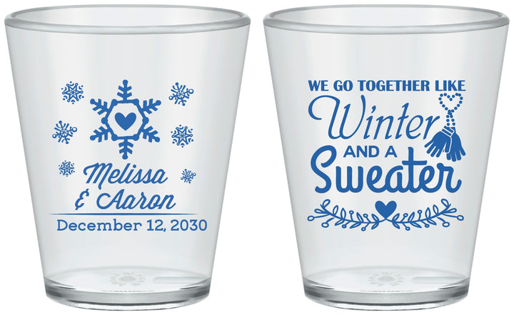 Custom Wedding Plastic Shot Glasses - Christmas Winter | 399