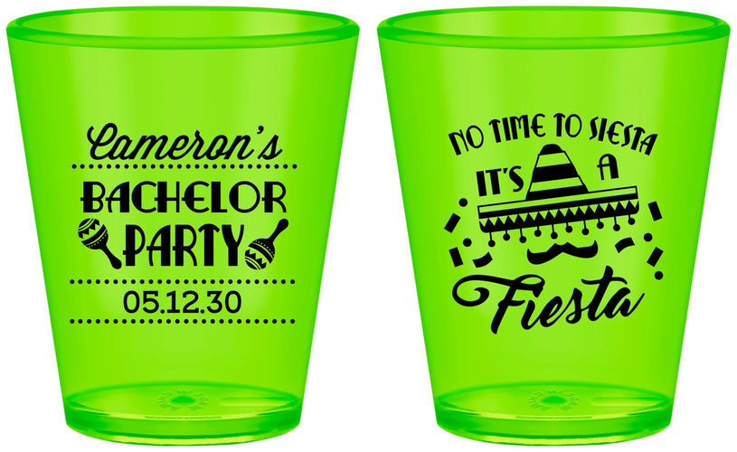 Custom Bachelor Party Plastic Shot Glasses - Siesta Fiesta Mexican | 40000