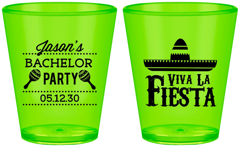 Custom Bachelor Party Plastic Shot Glasses - Viva La Fiesta Mexican | 40001