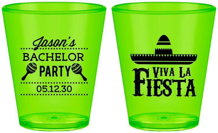 Custom Bachelor Party Plastic Shot Glasses - Viva La Fiesta Mexican | 40001