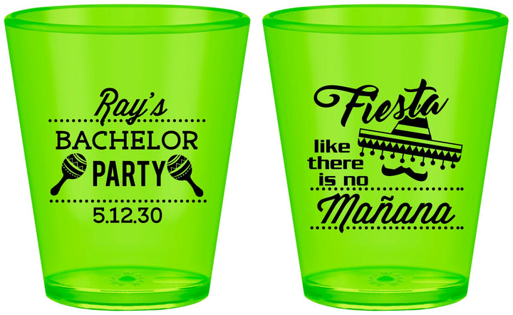 Custom Bachelor Party Plastic Shot Glasses - Fiesta No Manana | 40002