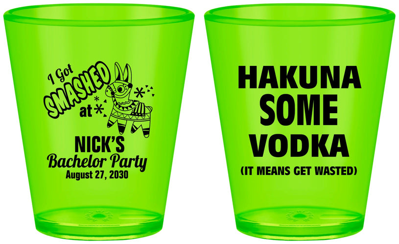 Custom Bachelor Party Plastic Shot Glasses - Fiesta Mexican | 40004