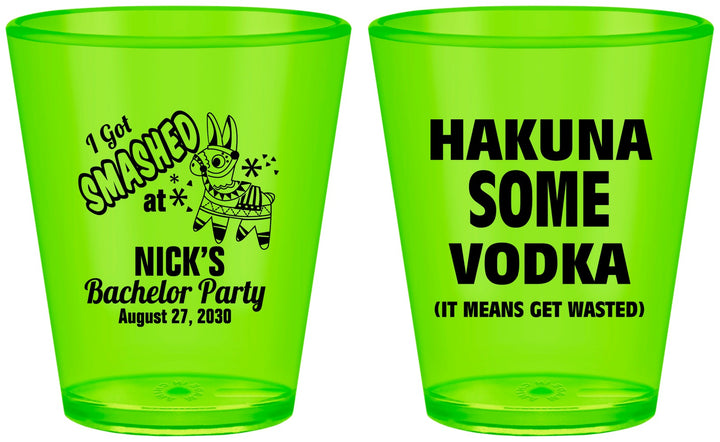 Custom Bachelor Party Plastic Shot Glasses - Fiesta Mexican | 40004