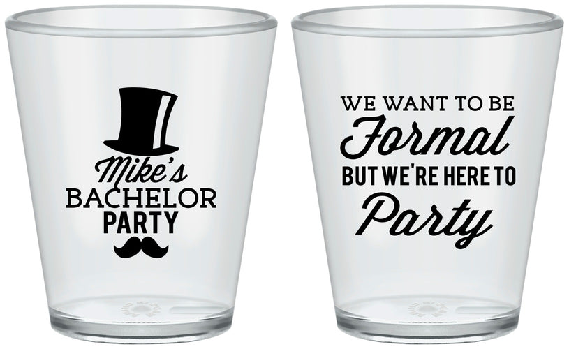 Custom Bachelor Party Plastic Shot Glasses - Formal | 40007