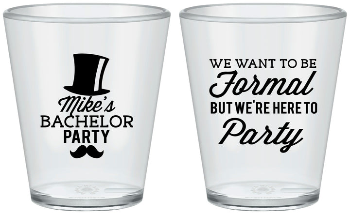 Custom Bachelor Party Plastic Shot Glasses - Formal | 40007