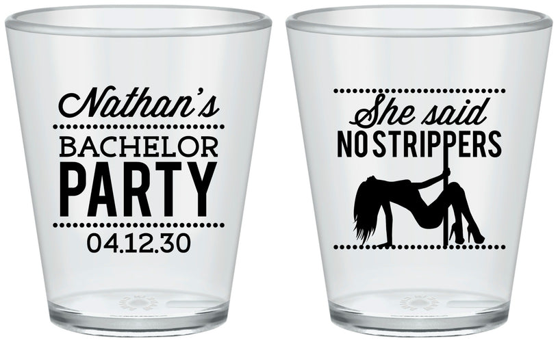 Custom Bachelor Party Plastic Shot Glasses - Strip Club | 40008