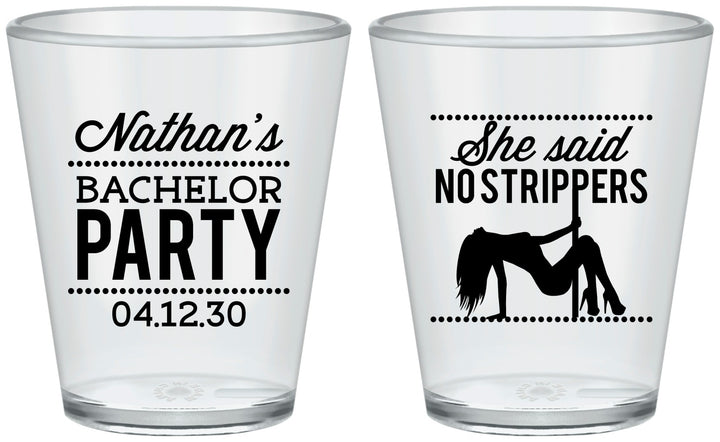 Custom Bachelor Party Plastic Shot Glasses - Strip Club | 40008