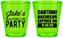 Custom Bachelor Party Plastic Shot Glasses - Caution Expires On | 40009