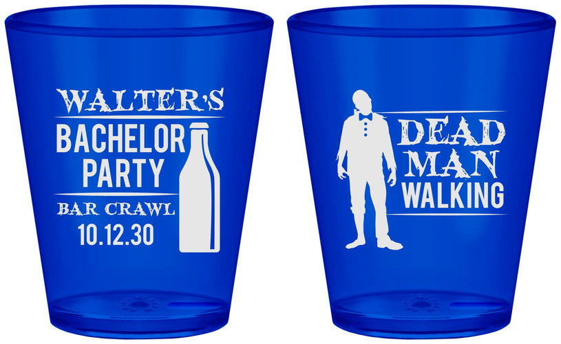 Custom Bachelor Party Plastic Shot Glasses - Dead Man Walking | 40011