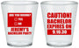 Custom Bachelor Party Plastic Shot Glasses - Caution Expires On | 40012