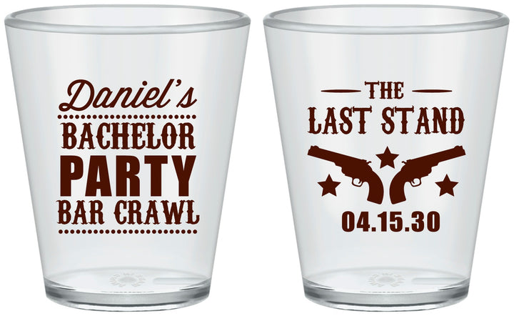 Custom Bachelor Party Plastic Shot Glasses - The Last Stand | 40016