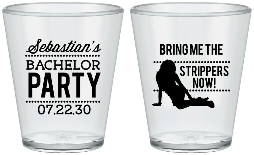 Custom Bachelor Party Plastic Shot Glasses - Strip Club | 40017