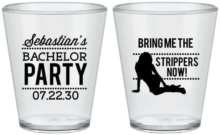 Custom Bachelor Party Plastic Shot Glasses - Strip Club | 40017