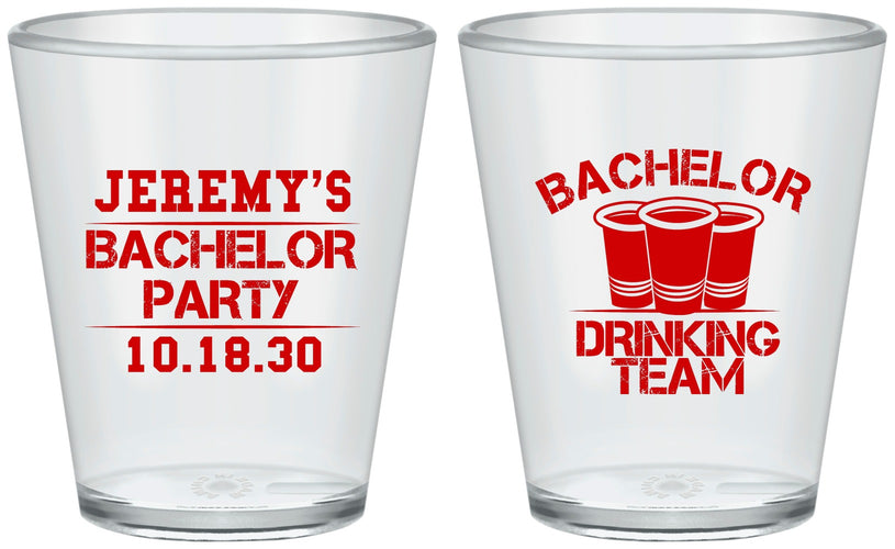 Custom Bachelor Party Plastic Shot Glasses - Drinking Team | 40020