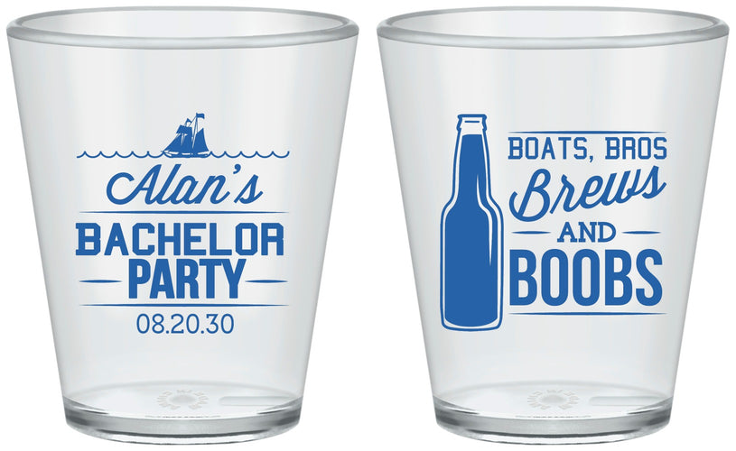 Custom Bachelor Party Plastic Shot Glasses - Brews And Boobs | 40022