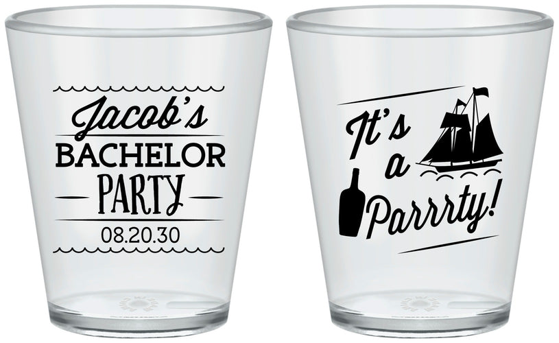 Custom Bachelor Party Plastic Shot Glasses - Boat | 40023