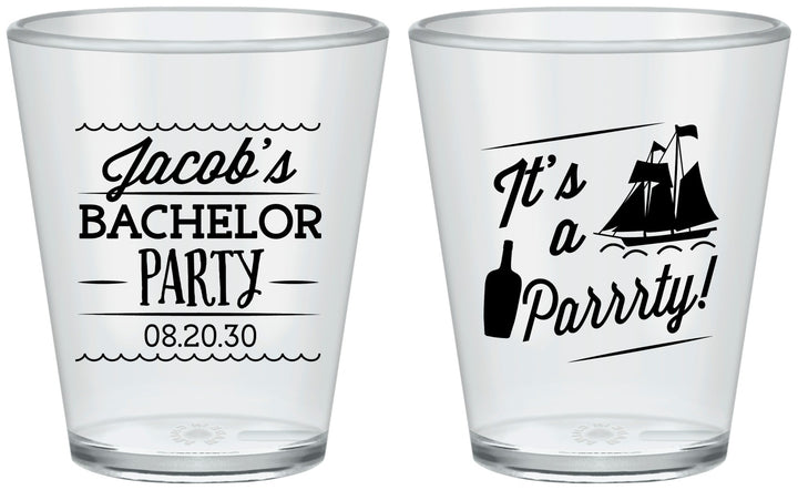 Custom Bachelor Party Plastic Shot Glasses - Boat | 40023