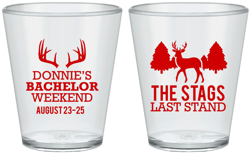 Custom Bachelor Party Plastic Shot Glasses - Stags Last Stand | 40033