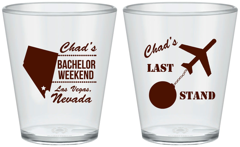 Custom Bachelor Party Plastic Shot Glasses - Last Stand | 40034