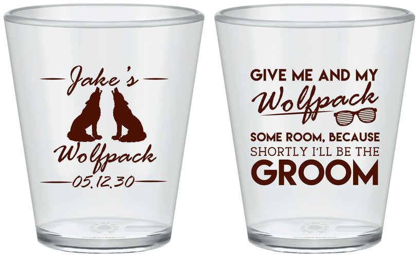 Custom Bachelor Party Plastic Shot Glasses - Wolfpack | 40036