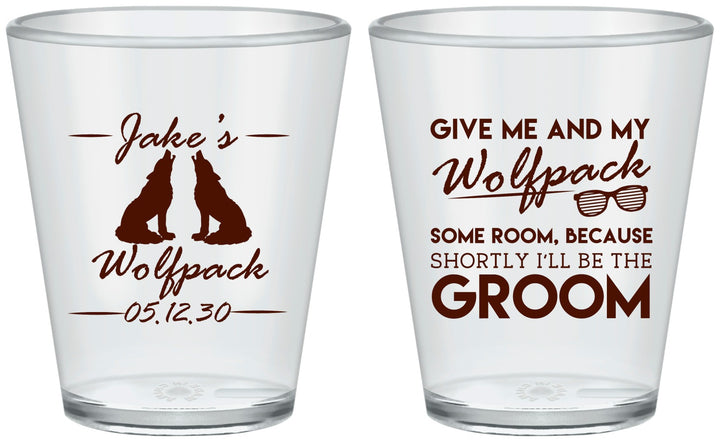 Custom Bachelor Party Plastic Shot Glasses - Wolfpack | 40036