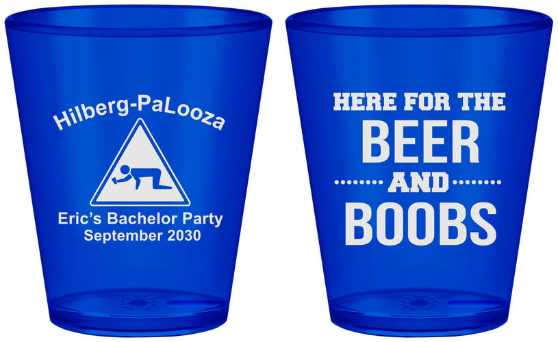 Custom Bachelor Party Plastic Shot Glasses - Beer And Boobs | 40040
