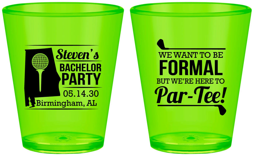 Custom Bachelor Party Plastic Shot Glasses - Golf Par Tee | 40043