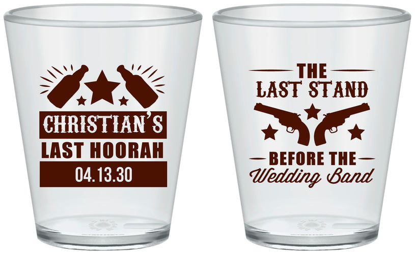 Custom Bachelor Party Plastic Shot Glasses - Last Stand | 40046