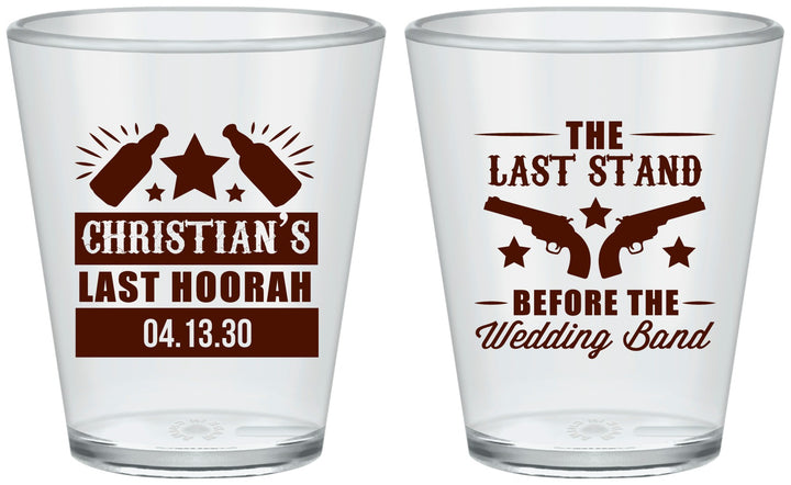 Custom Bachelor Party Plastic Shot Glasses - Last Stand | 40046