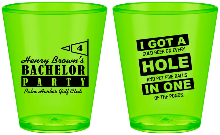 Custom Bachelor Party Plastic Shot Glasses - Golf | 40055