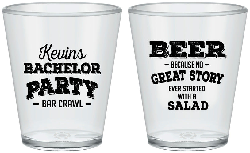 Custom Bachelor Party Plastic Shot Glasses - Great Story | 40057