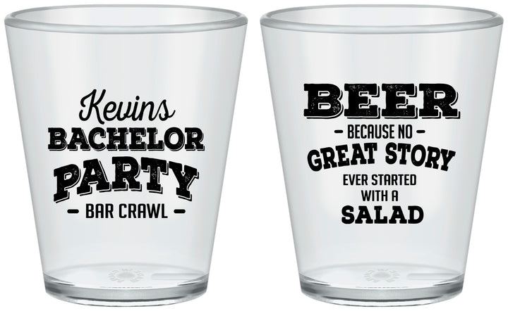 Custom Bachelor Party Plastic Shot Glasses - Great Story | 40057