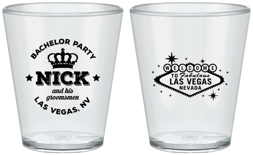 Custom Bachelor Party Plastic Shot Glasses - Last Vegas | 40059