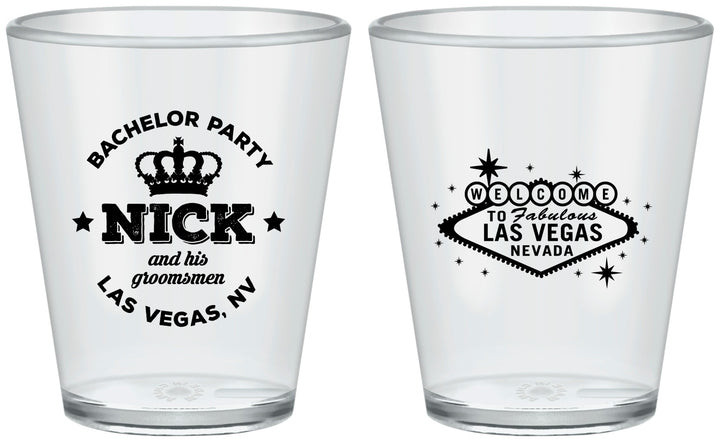 Custom Bachelor Party Plastic Shot Glasses - Last Vegas | 40059