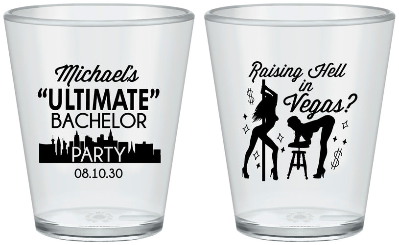 Custom Bachelor Party Plastic Shot Glasses - Last Vegas | 40062