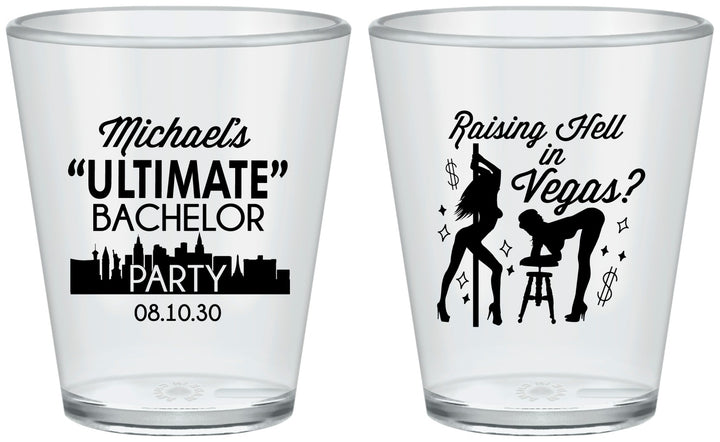 Custom Bachelor Party Plastic Shot Glasses - Last Vegas | 40062