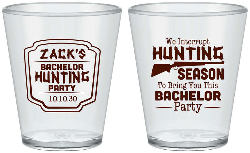 Custom Bachelor Party Plastic Shot Glasses - Hunting Season | 40063