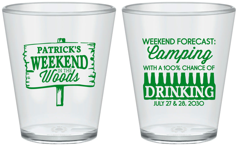 Custom Bachelor Party Plastic Shot Glasses - Camping | 40064