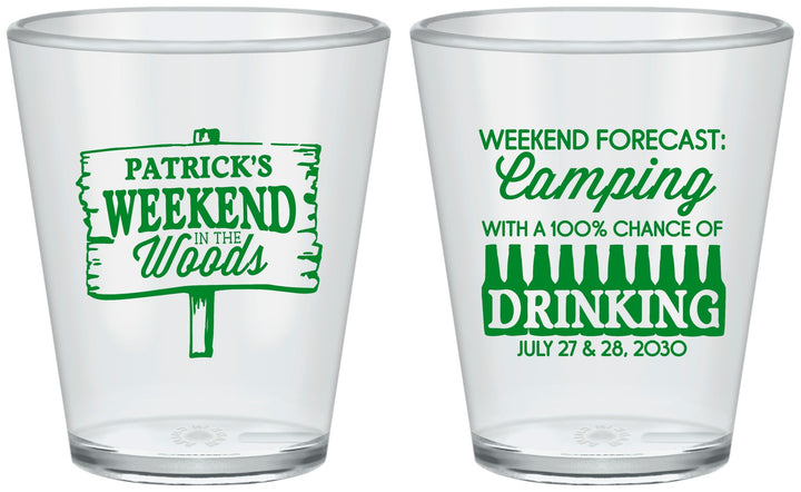 Custom Bachelor Party Plastic Shot Glasses - Camping | 40064