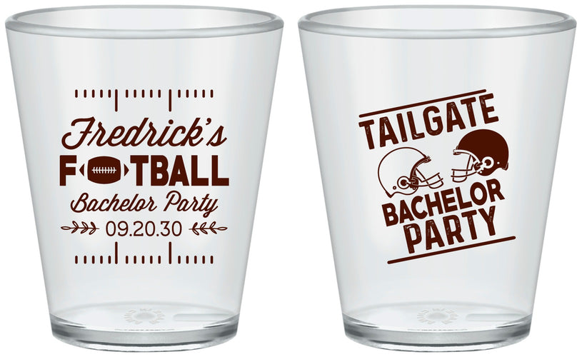 Custom Bachelor Party Plastic Shot Glasses - Football | 40067