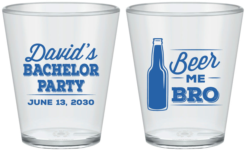 Custom Bachelor Party Plastic Shot Glasses - Beer Me Bro | 40071
