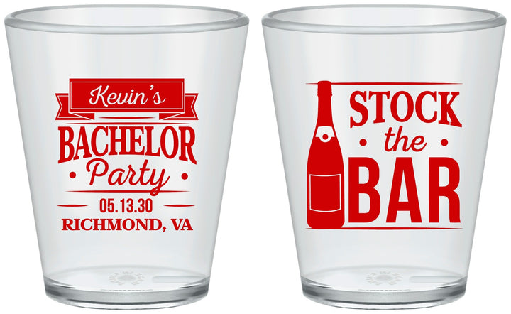 Custom Bachelor Party Plastic Shot Glasses - Stock The Bar | 40073