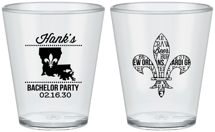 Custom Bachelor Party Plastic Shot Glasses - New Orleans | 40074