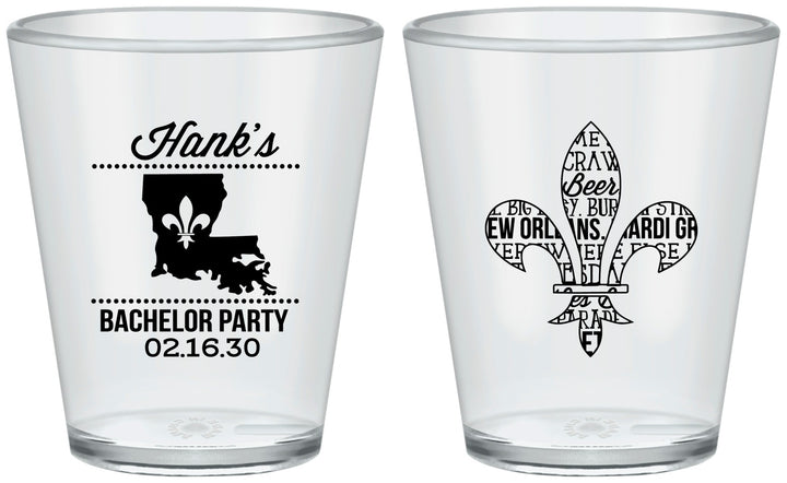 Custom Bachelor Party Plastic Shot Glasses - New Orleans | 40074