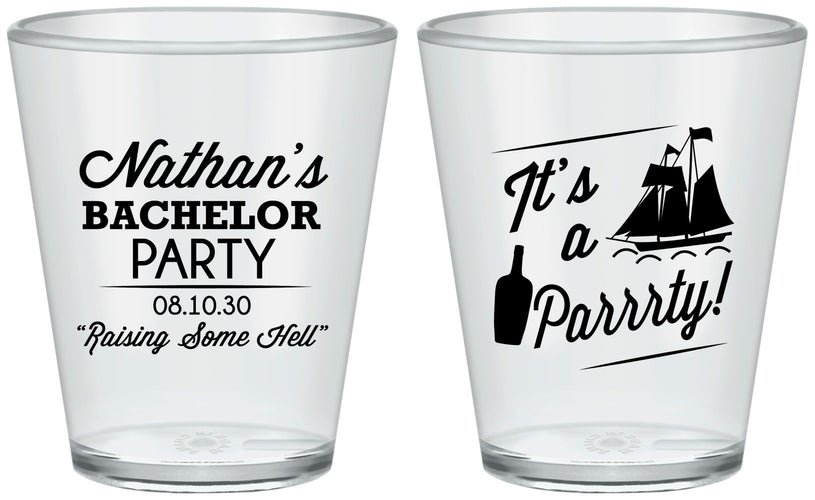 Custom Bachelor Party Plastic Shot Glasses - Boat | 40076